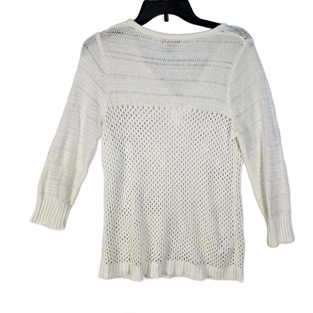 Eddie Bauer Ivory Open Knit Linen Cotton Sweater Women's M - Picture 4 of 7